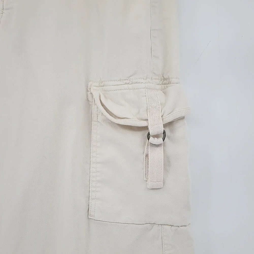 American Eagle Baggy Wide Leg Cargo Pants 8 Women Super High Rise‎ Cream Grunge